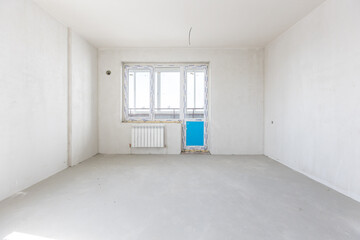 interior of the apartment without decoration in gray colors
