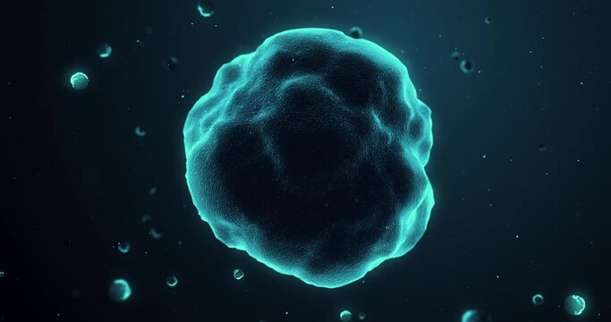 Organic cell rotating in human tissue, microscopic view