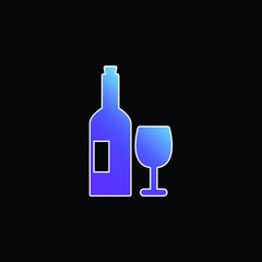Bottle And Glass Of Wine blue gradient vector icon