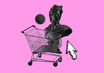 Vapor wave greek geometric shape style fururistic background fasion concept. 