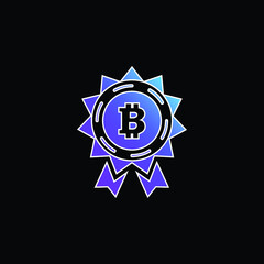 Bitcoin Reward Label blue gradient vector icon