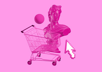Vapor wave greek geometric shape style fururistic background fasion concept. 