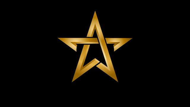 golden star logo in the shape of the letter a, modern style footage with elegant gold color