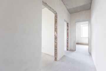 interior of the apartment without decoration in gray colors