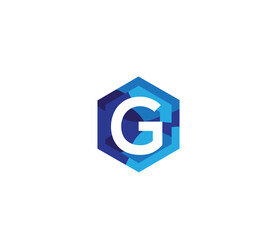 Triangle G Alphabet Blue Mix Colors Logo Design