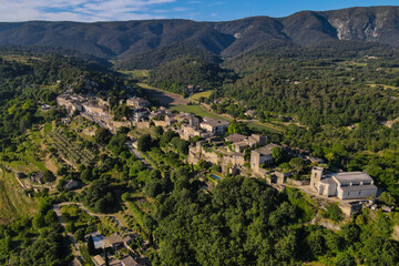 Fototapeta na wymiar Aerial view of the Village of Ménerbes, in provence France. Selected as one of the Plus Beaux villages de France