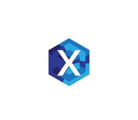 Triangle X Alphabet Blue Mix Colors Logo Design