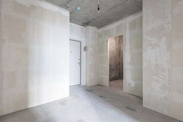 interior of the apartment without decoration in gray colors