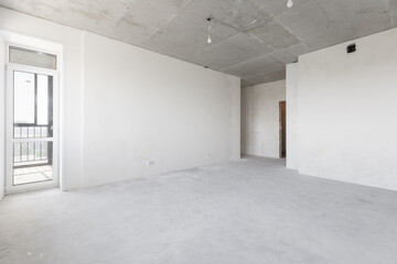 interior of the apartment without decoration in gray colors