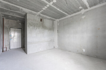 interior of the apartment without decoration in gray colors
