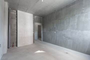 interior of the apartment without decoration in gray colors