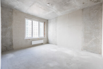 interior of the apartment without decoration in gray colors