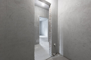 interior of the apartment without decoration in gray colors