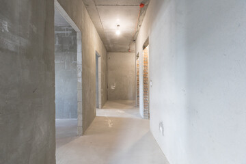 interior of the apartment without decoration in gray colors