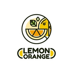orange lemon citrus fruit logo design vector illustration
