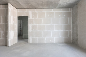 interior of the apartment without decoration in gray colors