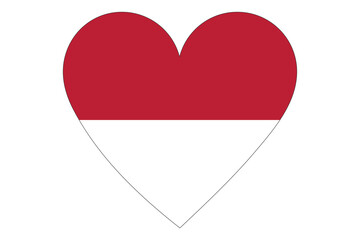 Fototapeta na wymiar Heart flag vector of Indonesia on white background.