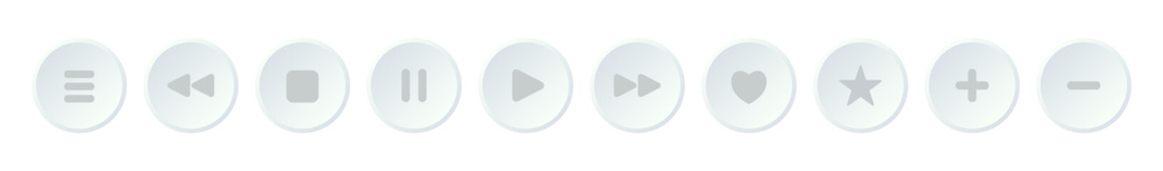 Media player vector buttons. UI icons set. Modern design. User interface elements for mobile app