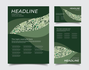 Hand drawn vector floral corporate identity template for business presentation, advertising, annual report, flyer and banner