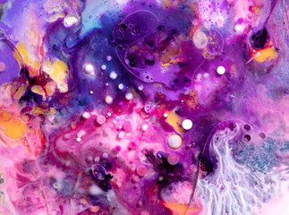 Beautiful acrylic color abstract background. Colored marble mixed ink abstraction.