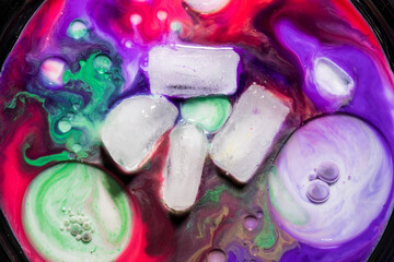 Beautiful acrylic color abstract background. Colored marble mixed ink abstraction.