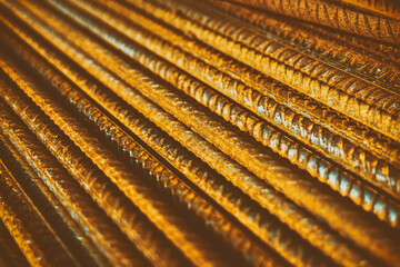 Rusty Reinforced Steel Bars in a Pile