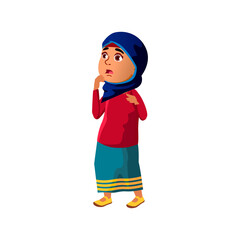 shocked islamic girl in hijab found out secret cartoon vector. shocked islamic girl in hijab found out secret character. isolated flat cartoon illustration