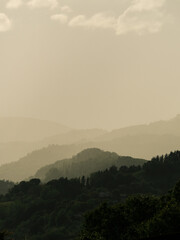 Gradient layers of hills during golden hour in Basque Country