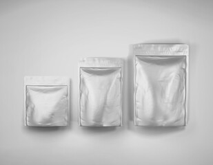 Black Stand up foil bag mockup template, Dark blank food coffee doypack, 3d Rendering isolated on light background