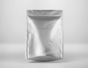 Black Stand up foil bag mockup template, Dark blank food coffee doypack, 3d Rendering isolated on light background
