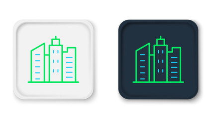 Line City landscape icon isolated on white background. Metropolis architecture panoramic landscape. Colorful outline concept. Vector