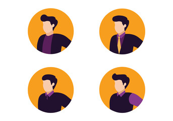 Portrait Avatar Icon - Amazing vector flat avatar icon of a bunch of men suitable for employee profile, user profile, website and apps - Vector Flat Illustration