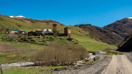 Beautiful old village Davberi with its Svan Towers. Great place to travel. Georgia