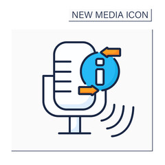 Podcast color icon.Episodic series of spoken word, digital audio files. Audio discussion recording.Information space.New media concept. Isolated vector illustration