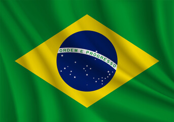 Fototapeta premium Brazilian realistic wavy flag vector