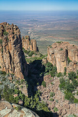 Fototapeta na wymiar Dolerite columns in the valley of desolation, Cambdeboo national park, near Graaff Reinet, Eastern Cape, South Africa.