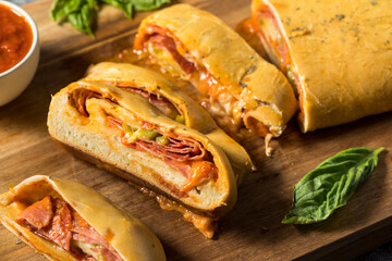 Homemade Italian Stromboli with Pepperoni