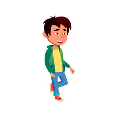 cute boy child working in mall cartoon vector. cute boy child working in mall character. isolated flat cartoon illustration