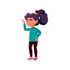 cute girl child hand up and want to answer on teacher answer cartoon vector. cute girl child hand up and want to answer on teacher answer character. isolated flat cartoon illustration