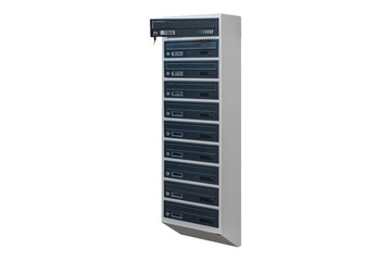 Mailboxes in the condo. metal mailbox with lockable center in condo. Mailbox on the white background isolated
