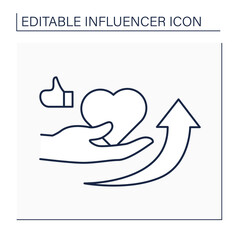 Influencer outreach line icon. Develop credibility and raise awareness for brand or product.Blogging concept. Isolated vector illustration. Editable stroke