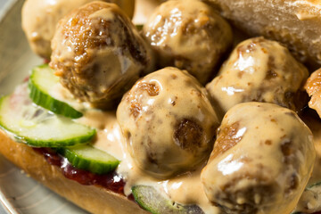 Homemade Swedish Meatball Sub Sandwich