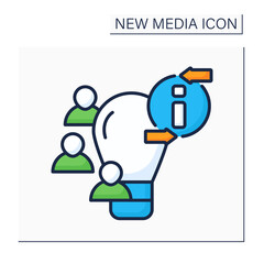 Crowdsourcing color icon. Sharing ideas with like-minded people. Discussion. Information, opinions from people sourced via Internet.New media concept. Isolated vector illustration