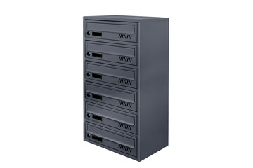 Mailboxes in the condo. metal mailbox with lockable center in condo. Mailbox on the white background isolated