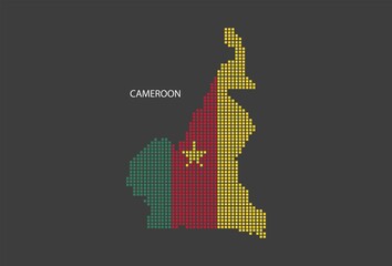 Cameroon map design flag Cameroon square, black background.