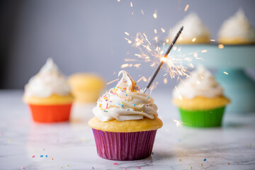 cupcake with sparkler for celebration