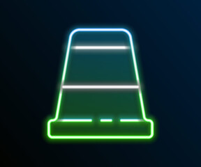 Glowing neon line Thimble for sewing icon isolated on black background. Colorful outline concept. Vector