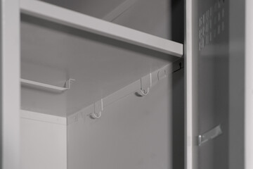 White lockers for locker room. Change room metal box