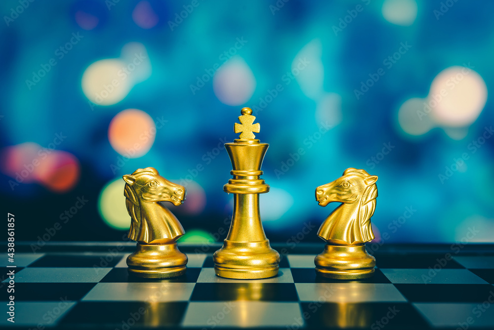 Aufkleber closeup of chess characters on board games. to represent decision making in term of business strateg