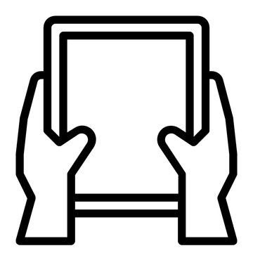 hands holding tablet device black outline clip art preview